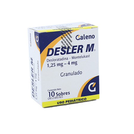 Imagen de Desloratadina + Montelukas Desler M. Sob. Ped. 1.25M-4Mg X10