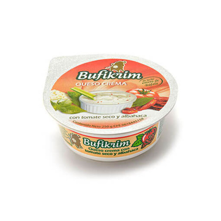 Imagen de Queso Crema Con Tomate Y Albahaca Bufikrim 250 Gr.