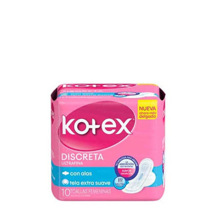 Imagen de Toalla Sanitaria Discretas Con Alas Kotex (10 Unidades).