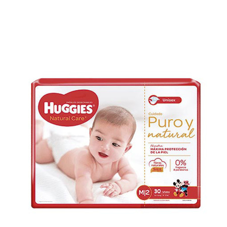 Imagen de Pañales Natural Care Huggies M (30 Unidades).