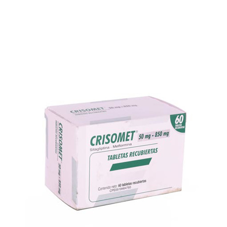Imagen de Metformina+Sitagliptina Crisomet Tab. Rec. 50 Mg/850 Mg X60