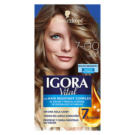 Imagen de Kit De Tinte Rubio Mediano 7,0 Igora Vital 50 Ml.