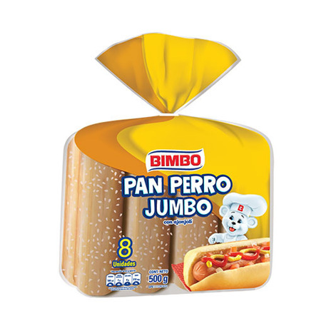 Imagen de Pan Para Perros Calientes Jumbo Bimbo (8 Unidades).