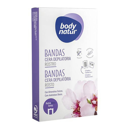 Imagen de Bandas De Cera Depilatória Rostro Con Almendra Dulce Body Natur (12 Unidades).