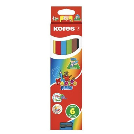 Imagen de Lápiz De Colores Jumbo Con Sacapunta Kores (6Unidades).