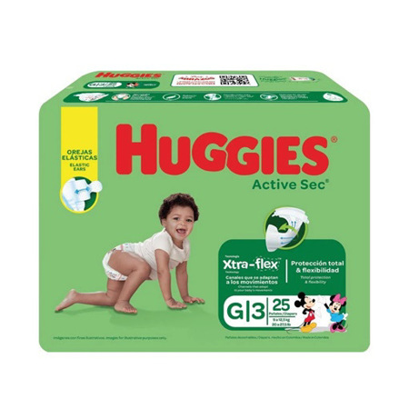 Imagen de Pañal Bebe Huggies Activesec Talla G 25 Und