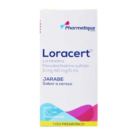 Imagen de Loracert Loratadina+Pseudoefedrina Jarabe Pediátrico 5mg-60mg/5ml x 60ml