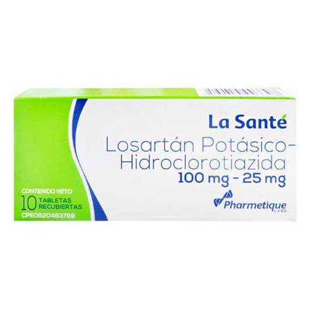 Imagen de Losartán Potásico + Hidroclorotiazida 100mg/25mg   x 10 Tab La Santé