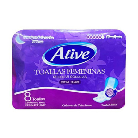 Imagen de Toalla Sanitaria Alive Nocturna 8 Und